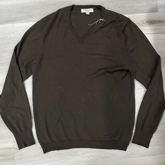 Burberry Other - Burberry Men Brown Wool V-neck Pullover Sweater Size Large